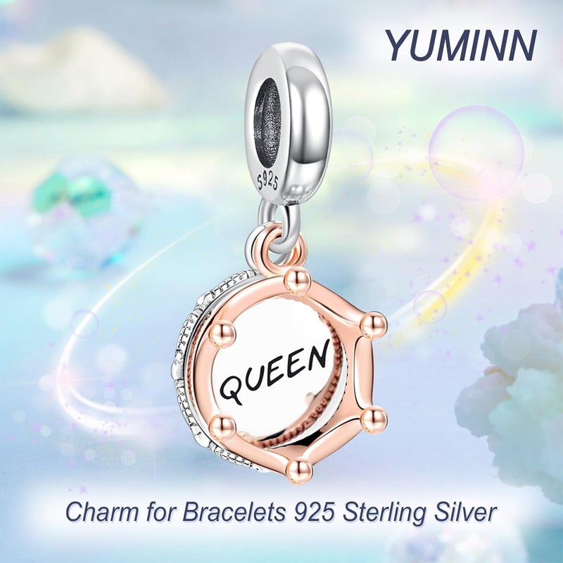 YUMINN 925 Sterling Silver Charms for Bracelets Gold Love and Heart Charms Cherry Blossom Dangle Beads Jewelry for Women - Image 1